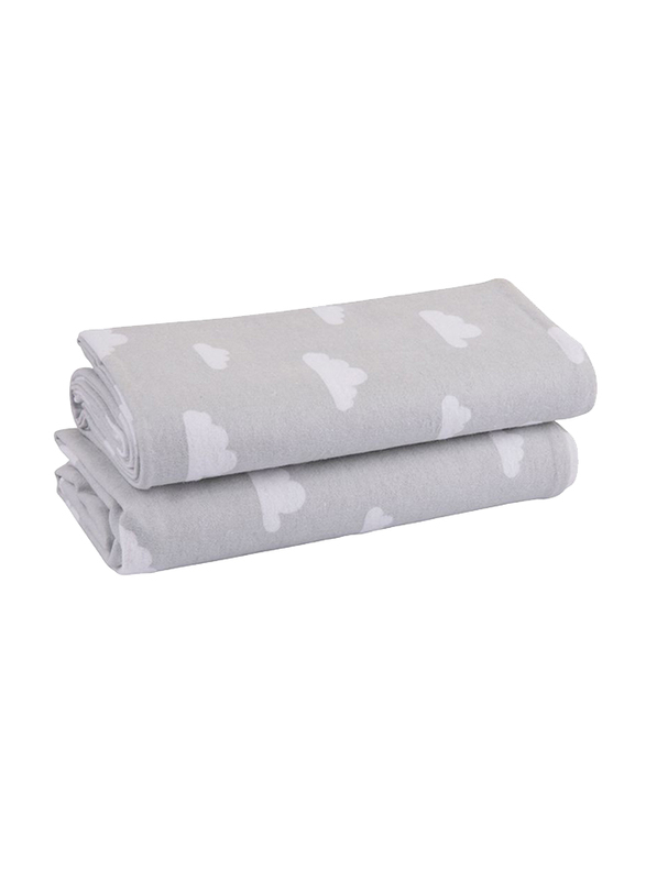 Playgro Baby Loves Playgro Flannel Wrap, 2 Pieces, Cloud Grey