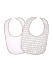 Playgro Baby Loves Playgro Bibs with PVC Bag, 2 Pieces, Scallop Grey