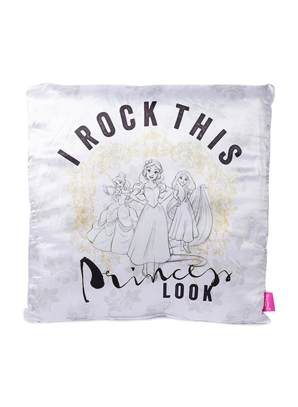 

Disney Princess I Rock This Princess Look Digitally Printed Kids Cushion, 40 x 40cm, White