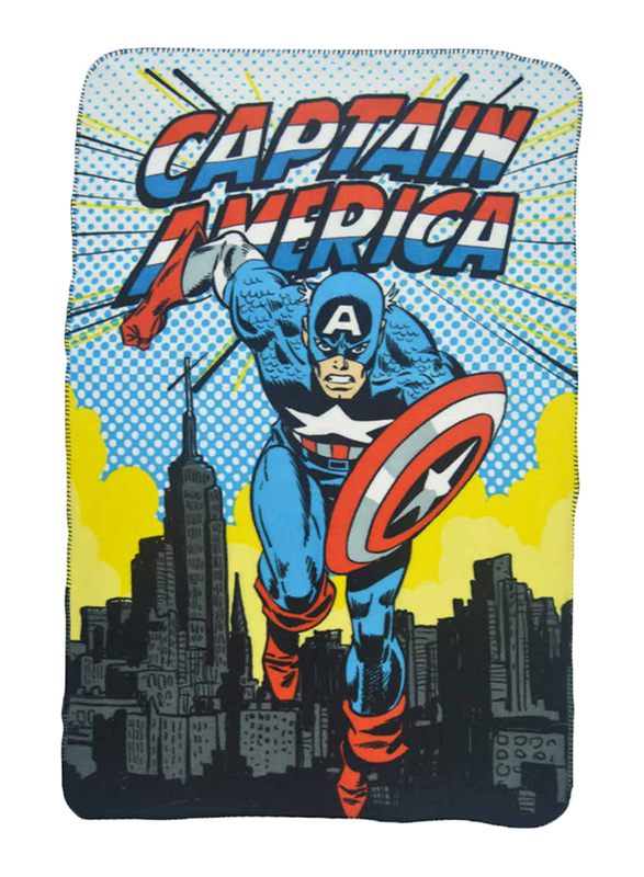 Marvel Marvel Comics Captain America Lightweight Warm Polar Fleece Blanket, 100 x 150cm, Multicolor