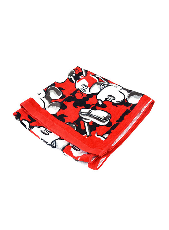 Disney Mickey Mouse Cotton Jacquard Towel for Boys, 60 x 120cm, Red/Black/White