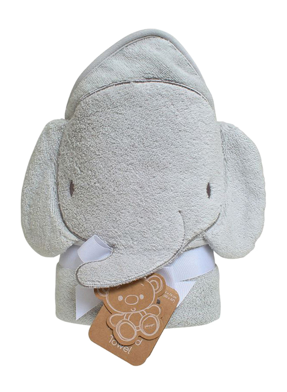 Playgro Home Elephant Hooded Towel for Kids, Grey