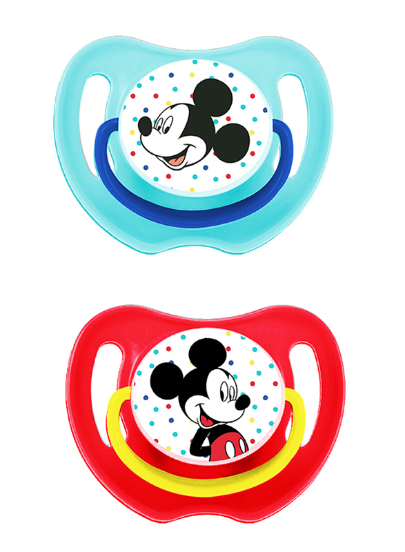 Disney Fun Style Baby Soother Pacifier, 0+ Months, 2 Pieces, Mickey Mouse, Multicolor