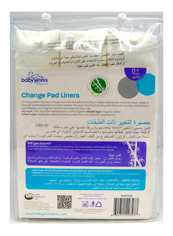 Babyworks Bamboo Change Pad Liners, White