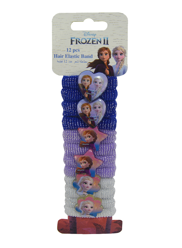 

Disney Frozen II Hair Elastic Bands Set for Girls, 12-Pieces, Blue/Purple/White