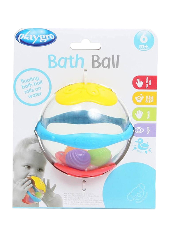 Playgro Floating Bath Ball Baby Toy for Babies, Yellow/White/Blue/Red