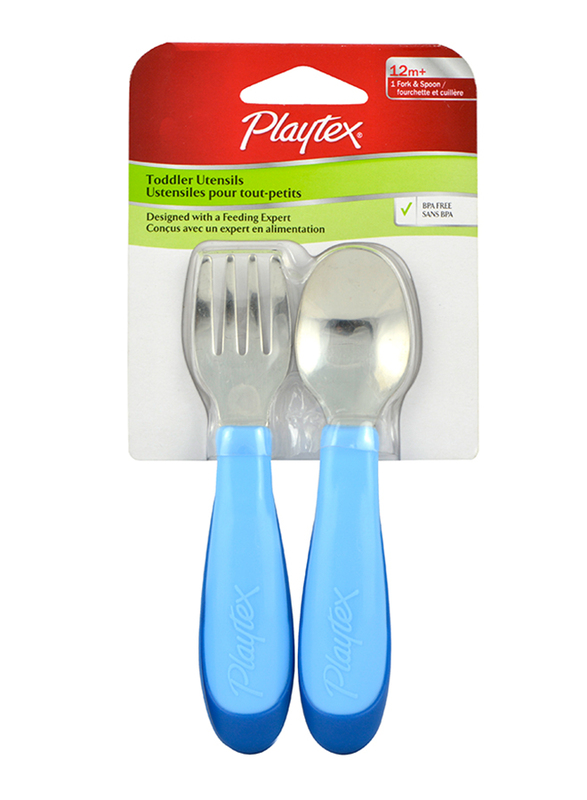 Playtex Toddler Fork/Spoon Set, 2 Pieces, Blue