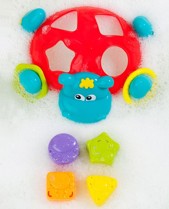 Playgro Sort N Stack Floating Hippo Bath Toy for Kids, Blue/Yellow/Green/Purple
