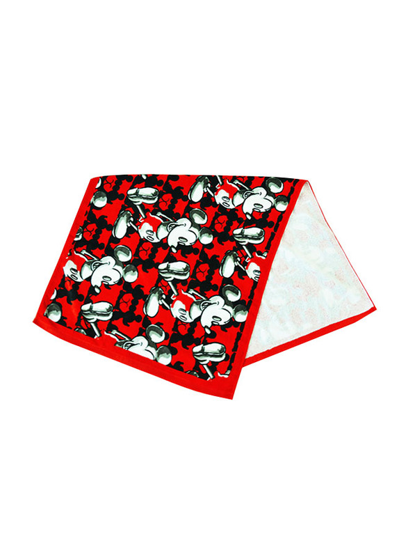 Disney Mickey Mouse Cotton Jacquard Towel for Boys, 60 x 120cm, Red/Black/White