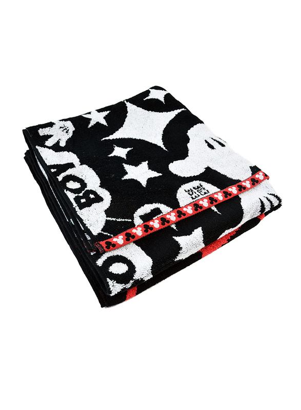 Disney Mickey Mouse Cotton Hand Towel for Boys, Black/White/Red