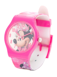 Disney Minnie Analog Watch for Girls with PVC Band, TT1062 C, Pink