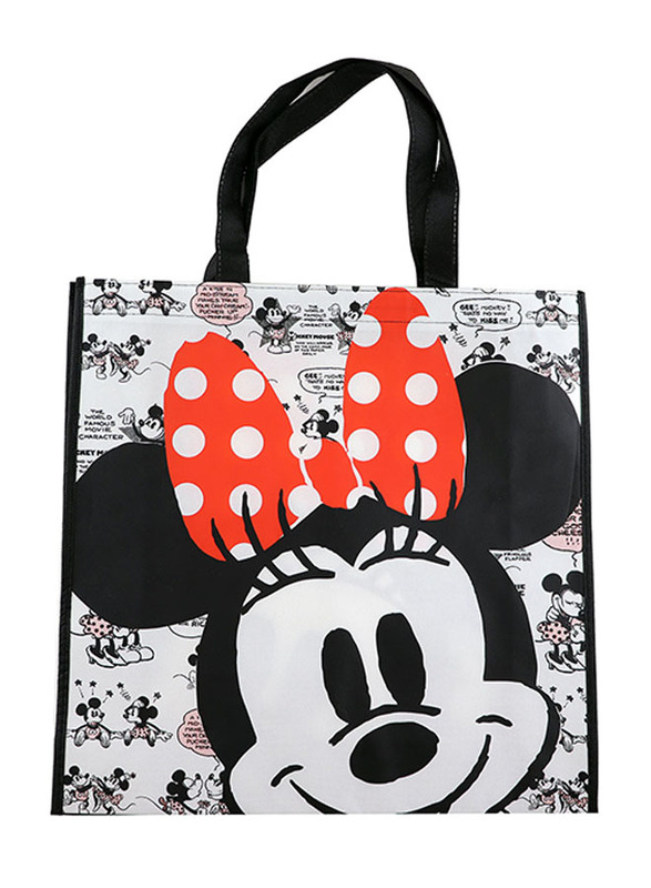 

Disney Minnie Mouse Grocery Tote Bag For Girls, Eco Friendly, Reusable, Foldable, White/Black