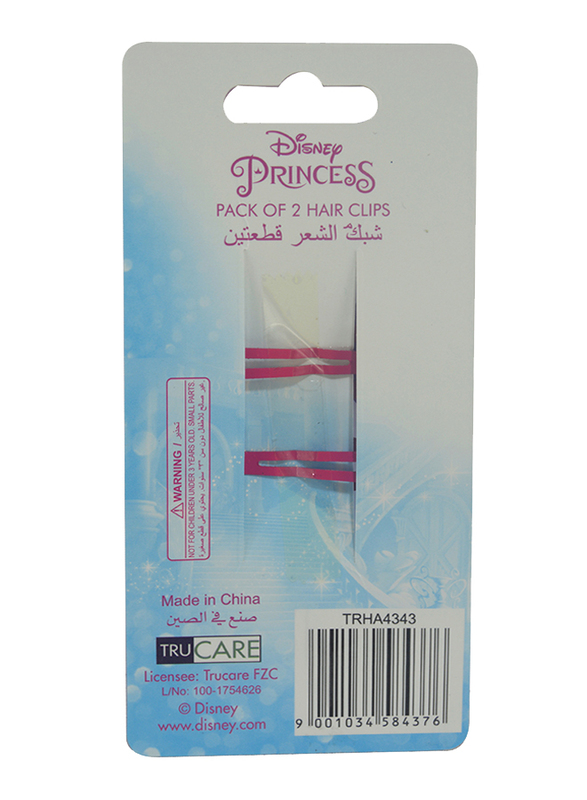 Disney Princess Hair Clips Set for Girls, 2-Pieces, Red/Purple