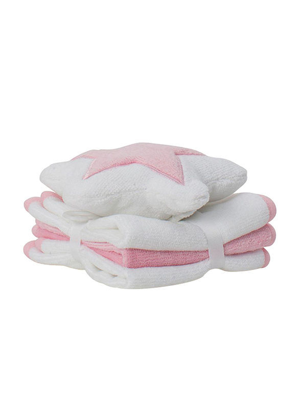 Playgro Home Star Mitt and Face Washer Towel for Kids, Pink/White
