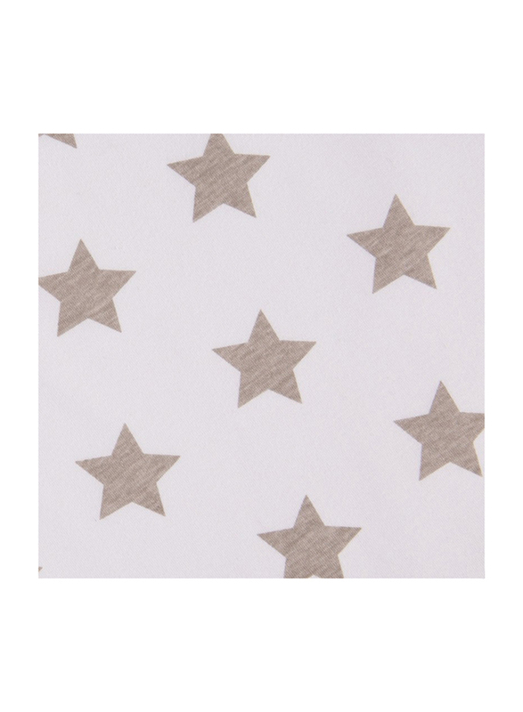 Playgro Home Fitted Cot Cotton Jersey Mattress Protector, Grey Stars