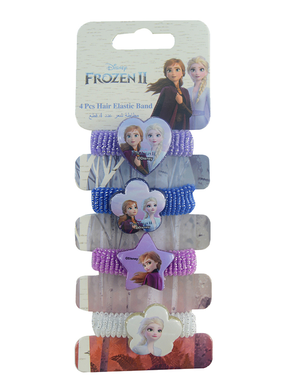 Disney Frozen II Hair Elastics Bands Set for Girls, 4-Pieces, Multicolor