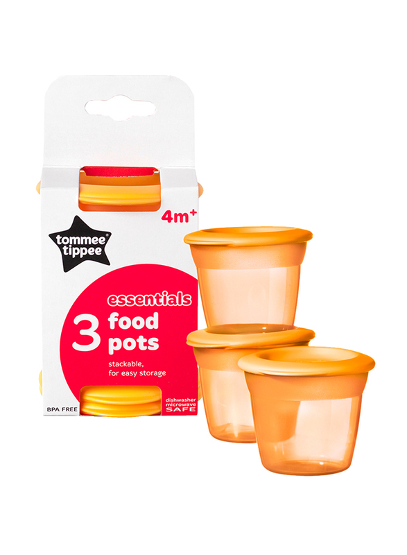 Tommee Tippee Essentials Food Pots 3-Pieces Unisex, Orange