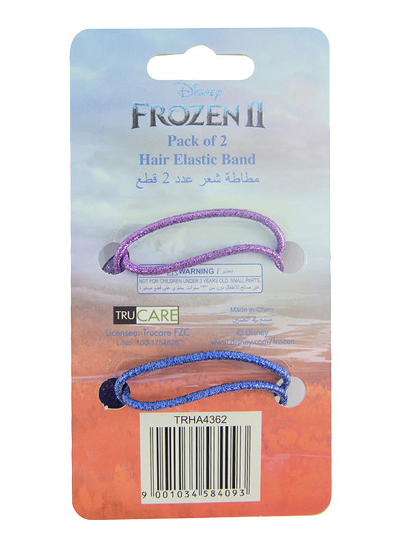 Disney Frozen II Hair Elastics Bands Set for Girls, 4-Pieces, Lavender/Blue