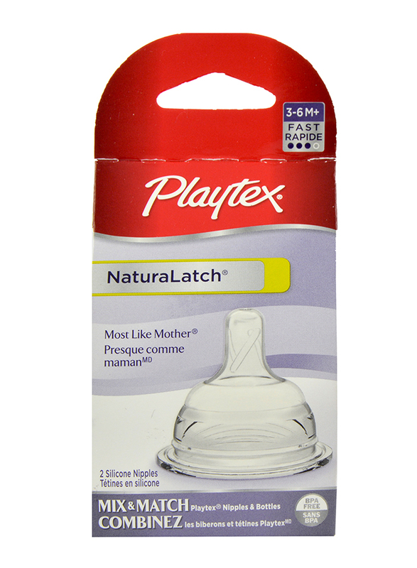 Playtex NaturaLatch Fast Flow Nipple, 2 Pieces, Clear