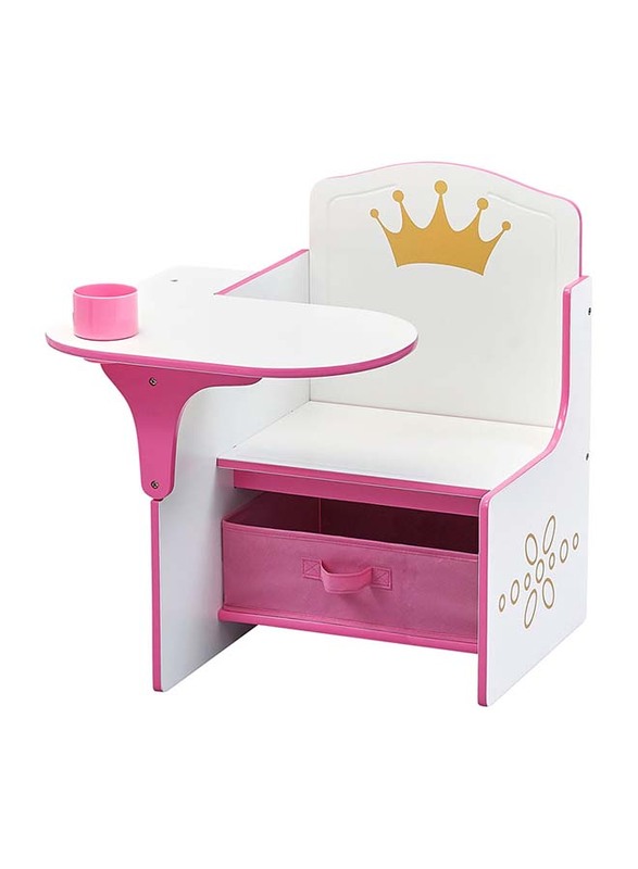 

Delta Children Princess Crown Chair Desk with Storage Bin, Pink/White