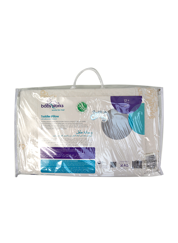 Babyworks Toddler Pillow, with Removable Bamboo Pillowcase, White