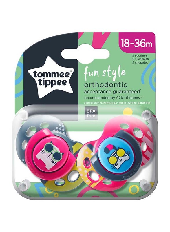 Tommee Tippee Fun Style Soother, Pack of 2 Girl, Multicolour