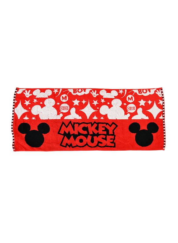 Disney Mickey Mouse Cotton Jacquard Towel for Boys, 60 x 120cm, Red