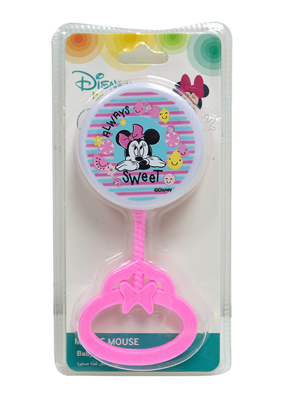 Disney Hand Development Rattle Bells Toys for Baby Girls, Newborn Infant, Minnie Mouse, Pink