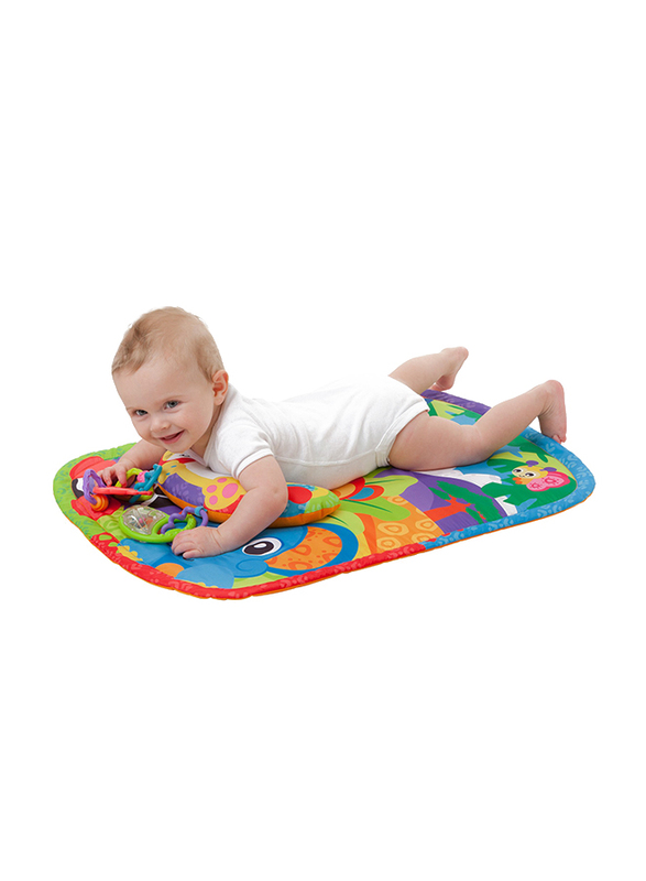 Playgro Zoo Play Time Tummy Time Mat & Pillow, White/Green/Orange/Purple/Blue/Red