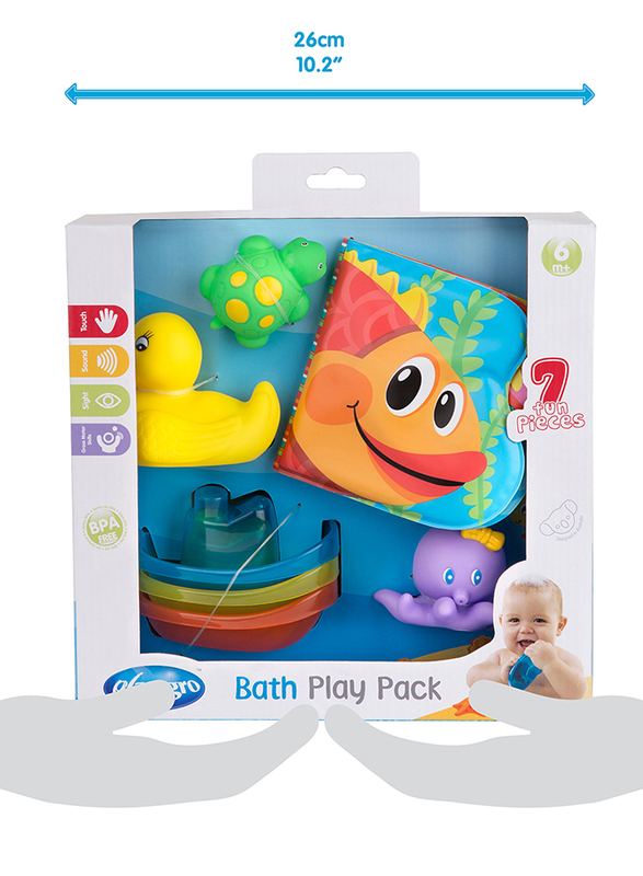 Playgro Bath Play Gift Pack for Kids, Blue/Yellow/Green/Purple/Orange