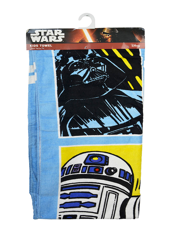 Lucas Star Wars Beach Bath Towel for Boys, 70 x 140cm, Blue/Black