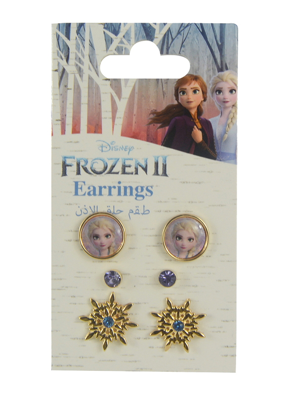 

Disney Frozen II Ear Ring 3-Pairs Set for Girls, Gold/Blue