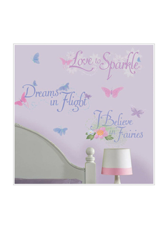 

Room Mates Decals Disney Fairies Phrases Wall Decals with Glitter, Multicolour