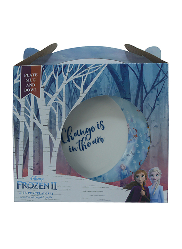 Disney Frozen II Movie Ceramic Dinnerware Breakfast Set for Girls, 3 Pieces, Multicolor
