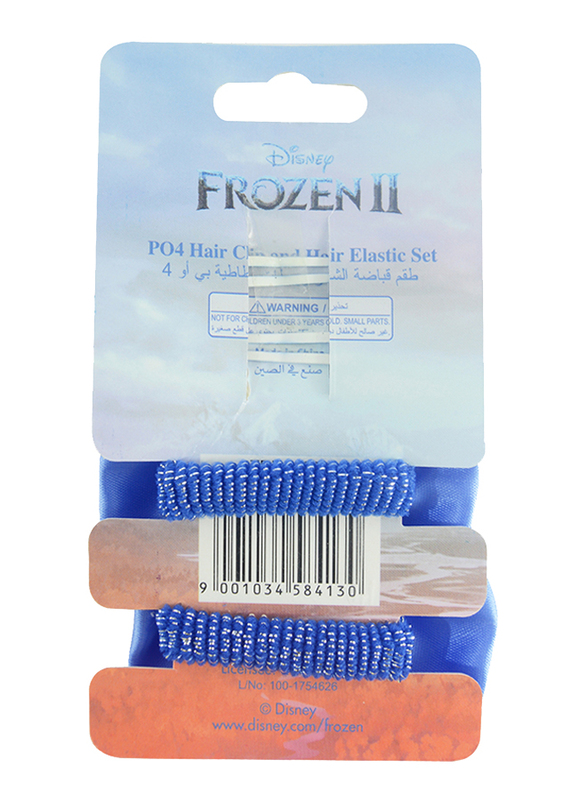 Disney Frozen II Hair Clips and Elastics Set for Girls, 4-Pieces, Blue