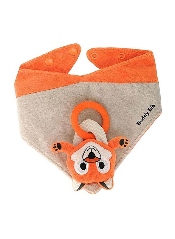 

Buddy Bib 3-in-1 Sensory Teething Toy & Bib Felix Fox, Orange/Grey