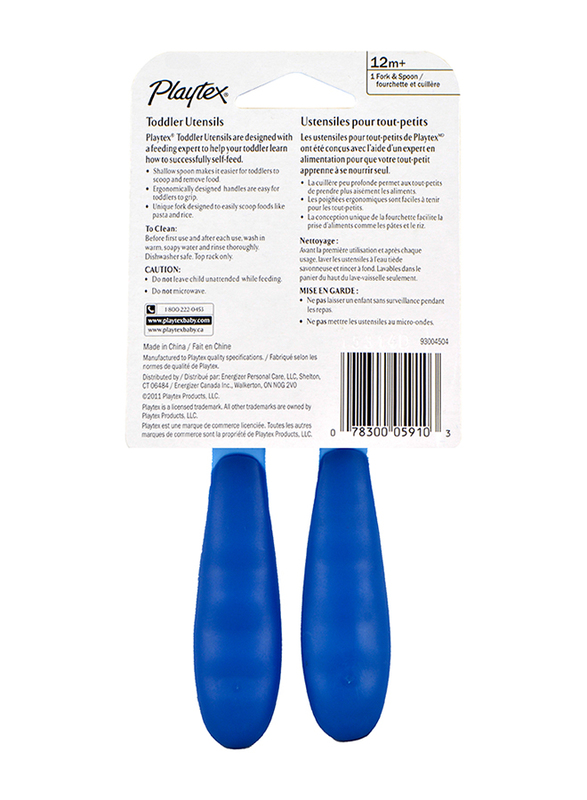 Playtex Toddler Fork/Spoon Set, 2 Pieces, Blue