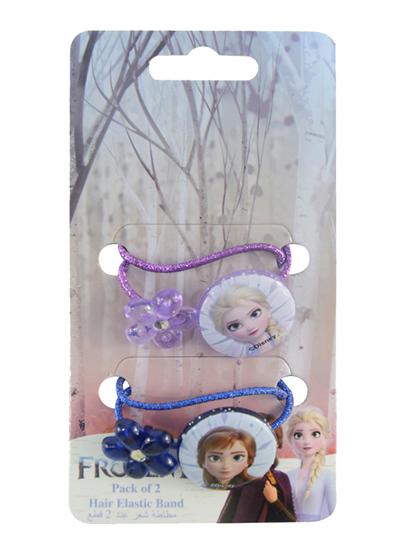 Disney Frozen II Hair Elastics Bands Set for Girls, 4-Pieces, Lavender/Blue