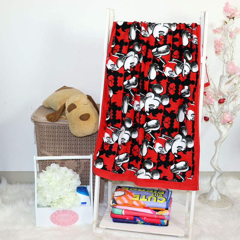 Disney Mickey Mouse Cotton Jacquard Towel for Boys, 60 x 120cm, Red/Black/White