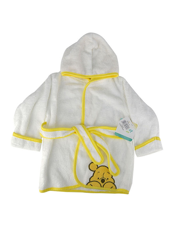 Disney Winnie The Pooh Cover Up Hooded Terry Robe for Kids, 6-36 Months, White/Yellow
