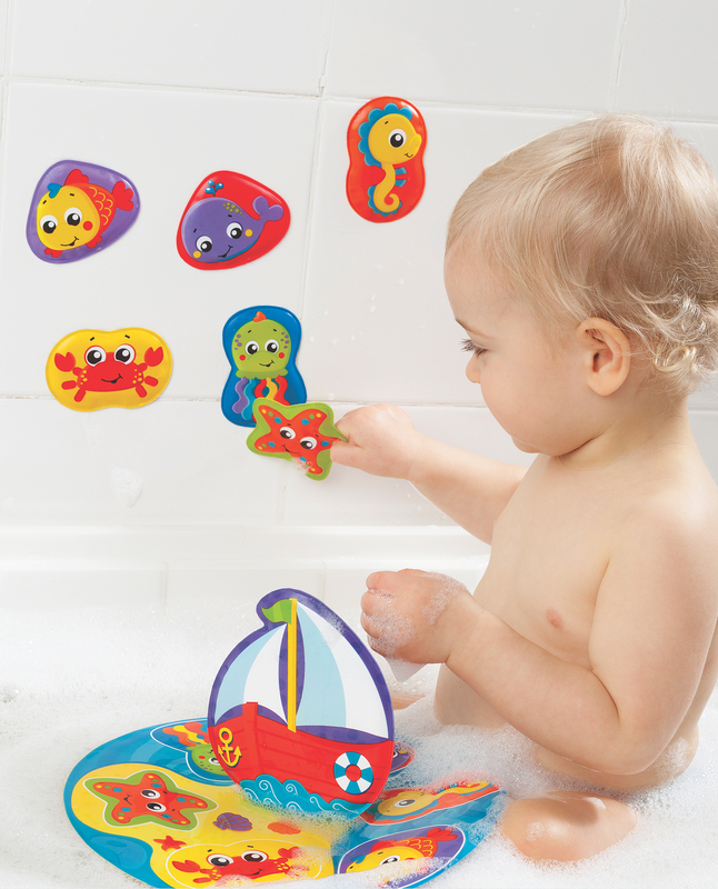 Playgro Floaty Boat Bath Puzzle for Kids, Blue/Yellow/Green/Red