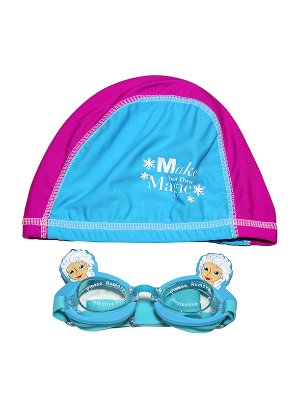 

Disney 2-Piece Frozen Swim Cap & Goggle Set for Girls, Silicone, Free size, Blue