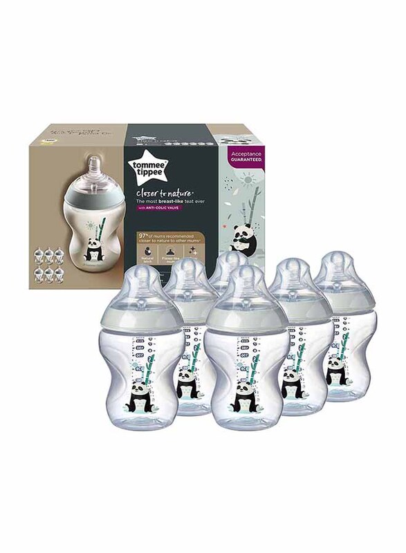 

Tommee Tippee Closer To Nature Feeding Bottle 260ml x6 Panda, Clear