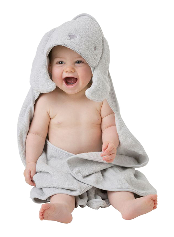 Playgro Home Bunny Hooded Towel for Kids, Grey