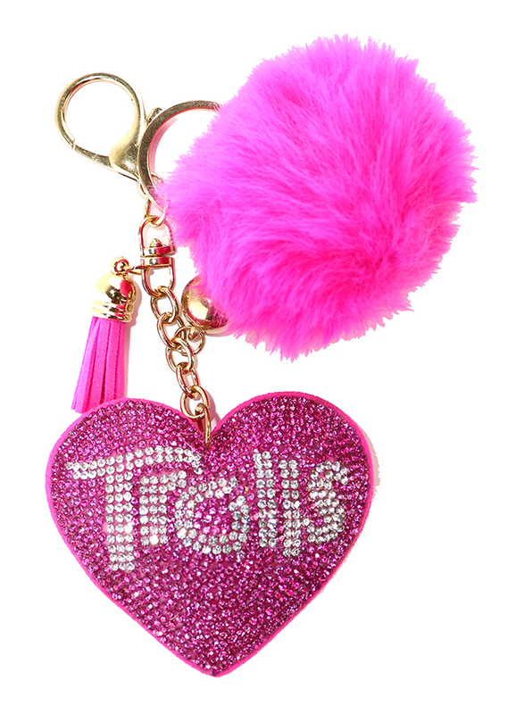 

Universal Dream Trolls Works Elegant Heart Shaped Crystal Embellished Key Ring Chain For Girls, Pink