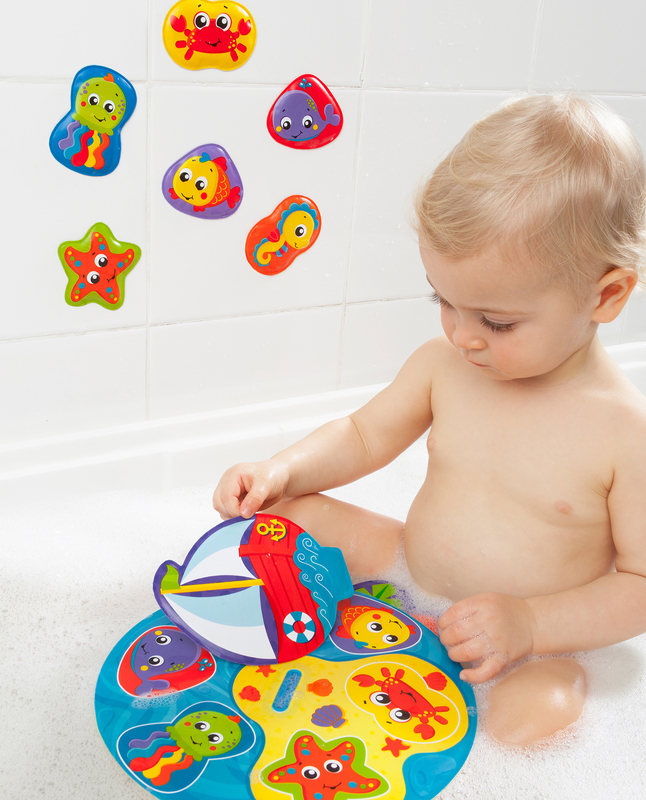Playgro Floaty Boat Bath Puzzle for Kids, Blue/Yellow/Green/Red