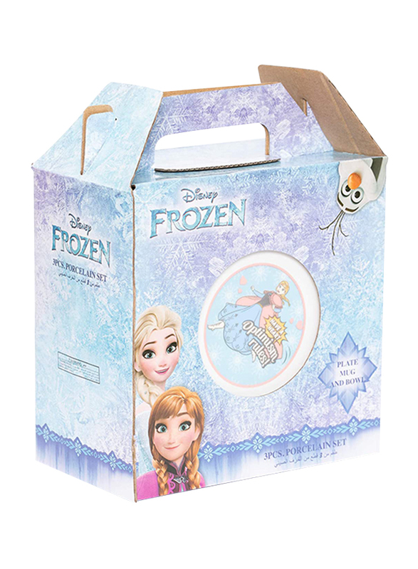 Disney Frozen Ceramic Dinnerware Breakfast Set for Girls, 3 Pieces, Multicolor