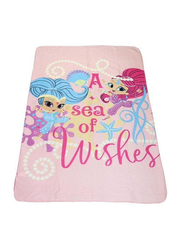 Nickelodeon Shimmer & Shine Polar Fleece Lightweight Warm Blanket, 100 x 150cm, Pink