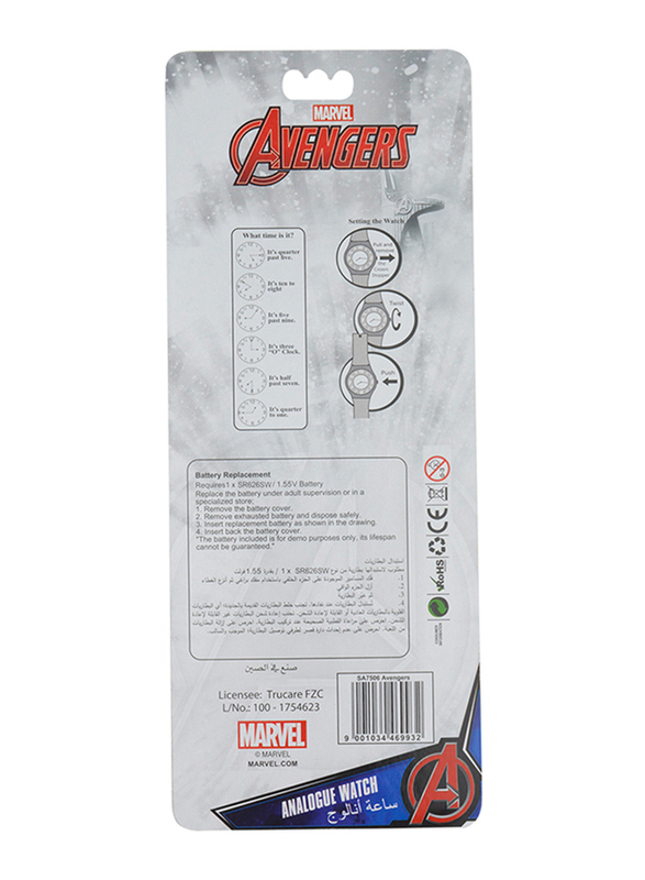 Marvel Avengers Analog Watch for Boys, 3+ Years, One Size, Red