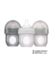 Boon Nursh Silicone Bottle, 118ml, 3 Pieces, Grey/Clear